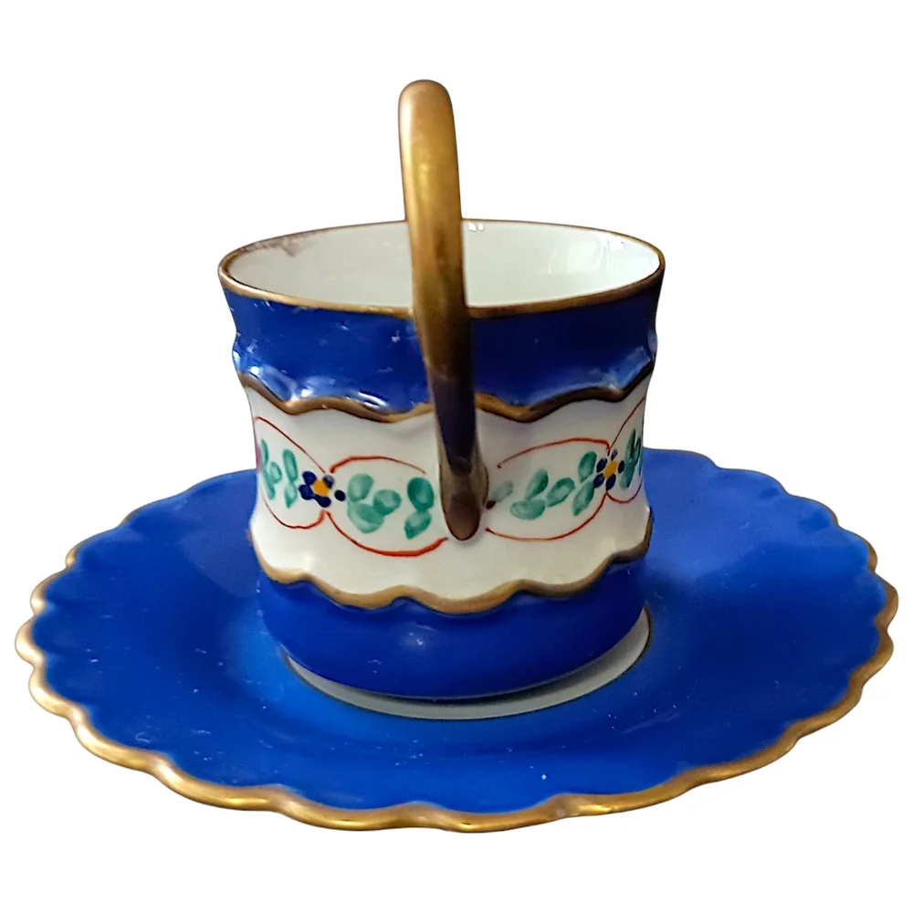 Imperial Demitasse Cup Sauce Espresso France Gold Gilt Hand‎ Painted Cobalt Blue
